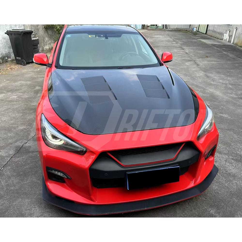 Vents Style Honeycomb Carbon Fiber Engine Hood For Infiniti Q50 2013-2024