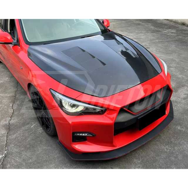 Vents Style Honeycomb Carbon Fiber Engine Hood For Infiniti Q50 2013-2024