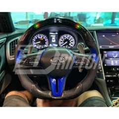 Drifton V4 Style Custom Made LED Display Carbon Fiber Steering Wheel For Infiniti Q50 Q50S 2018-2024