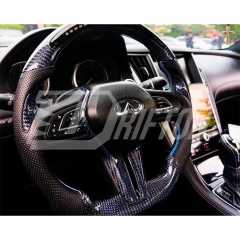 Drifton V4 Style Custom Made LED Display Carbon Fiber Steering Wheel For Infiniti Q50 Q50S 2018-2024