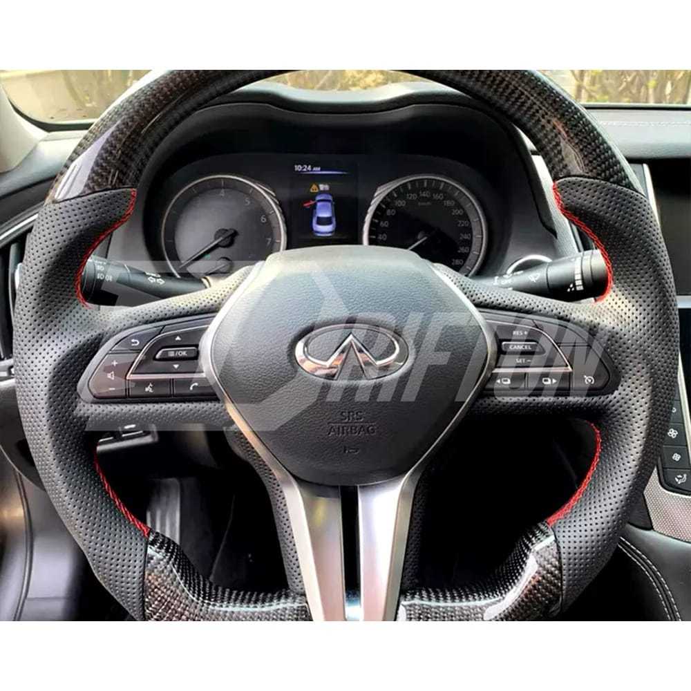 Drifton V3 Style Custom Made Carbon Fiber Steering Wheel For Infiniti Q50 Q50S 2018-2024