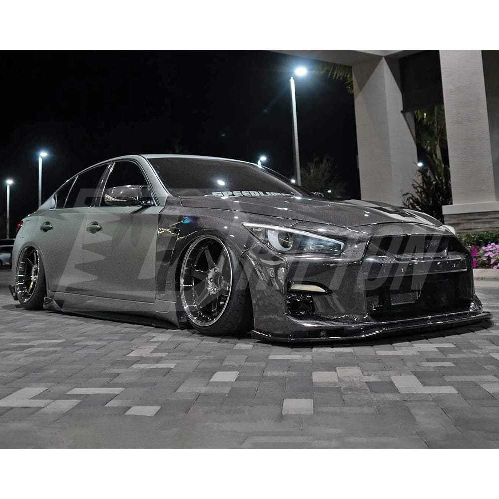 LB Style Full Carbon Fiber Front Bumper For INFINITI Q50 2013-2024
