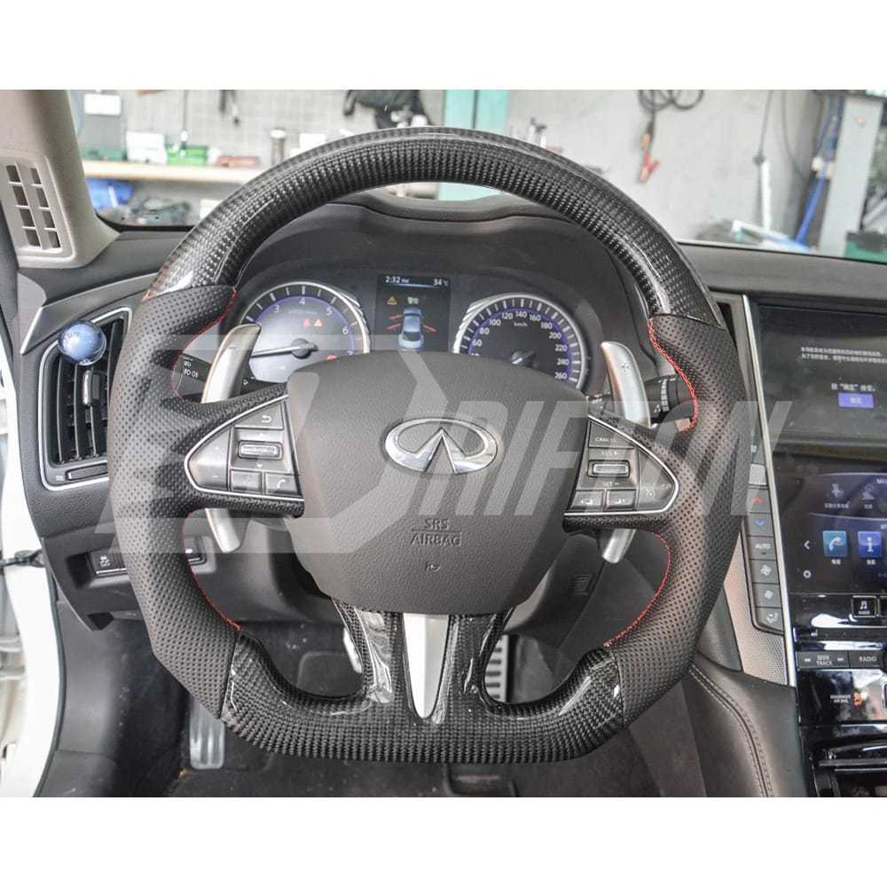 Drifton V1 Style Custom Made Carbon Fiber Steering Wheel For Infiniti Q50 Q50S 2013-2017