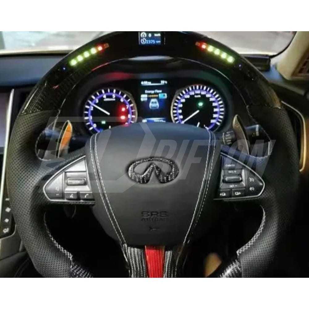 Drifton V2 Style Custom Made LED Display Carbon Fiber Steering Wheel For Infiniti Q50 Q50S 2013-2017