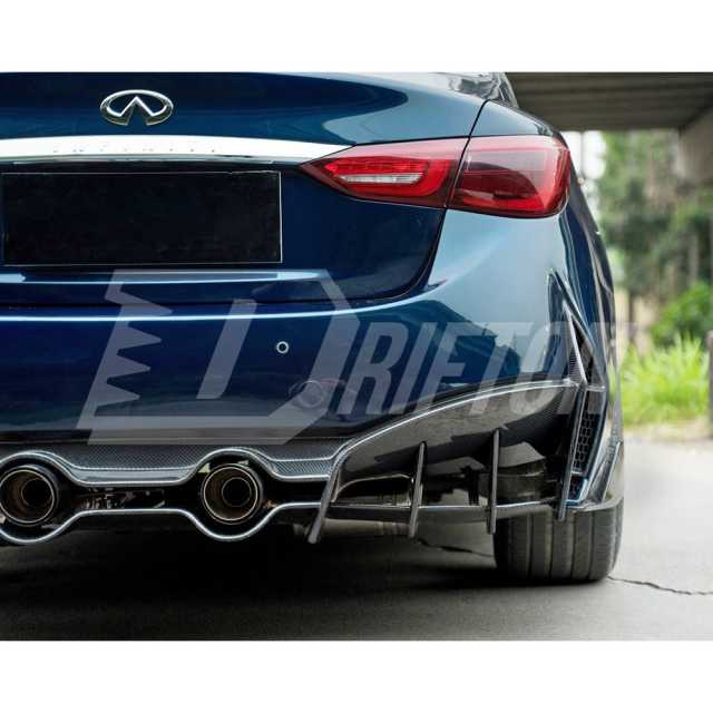 Project Black S Concept Style Partial Carbon Fiber Rear Bumper For Infiniti Q50 2013-2024