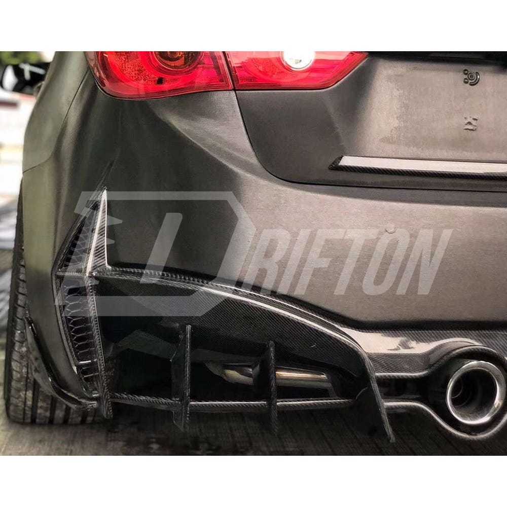Project Black S Concept Style Partial Carbon Fiber Rear Bumper For Infiniti Q50 2013-2024