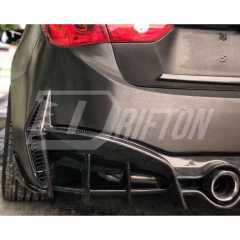 Project Black S Concept Style Partial Carbon Fiber Rear Bumper For Infiniti Q50 2013-2024