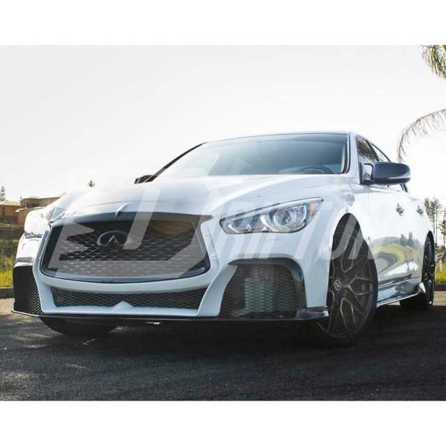 Project Black S Concept Style Partial Carbon Fiber Front Bumper For Infiniti Q50 2013-2024