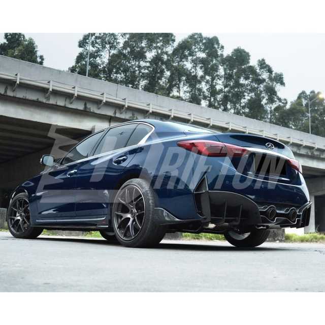 Project Black S Concept Style Partial Carbon Fiber Rear Bumper For Infiniti Q50 2013-2024
