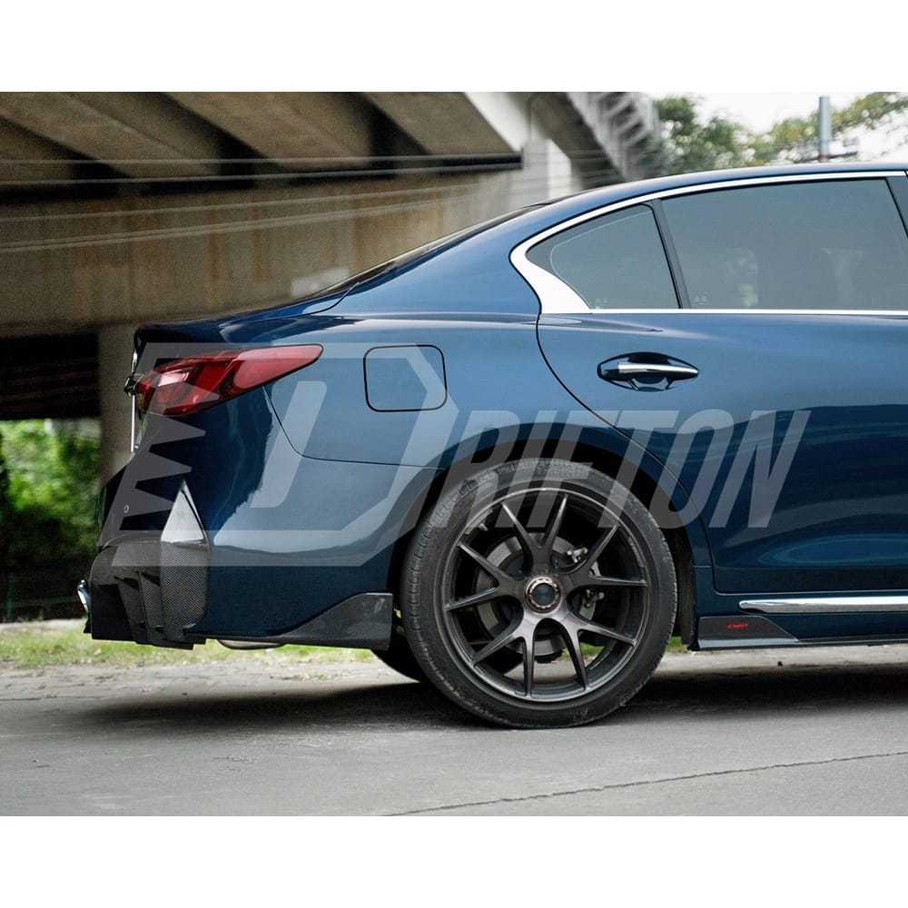 Project Black S Concept Style Partial Carbon Fiber Rear Bumper For Infiniti Q50 2013-2024