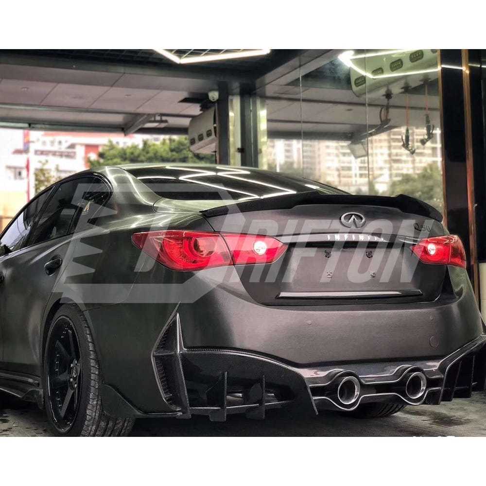 Project Black S Concept Style Partial Carbon Fiber Rear Bumper For Infiniti Q50 2013-2024