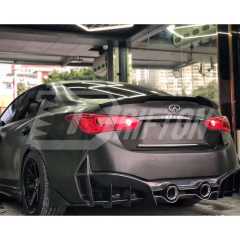 Project Black S Concept Style Partial Carbon Fiber Rear Bumper For Infiniti Q50 2013-2024