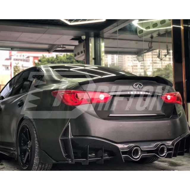 Project Black S Concept Style Partial Carbon Fiber Rear Bumper For Infiniti Q50 2013-2024