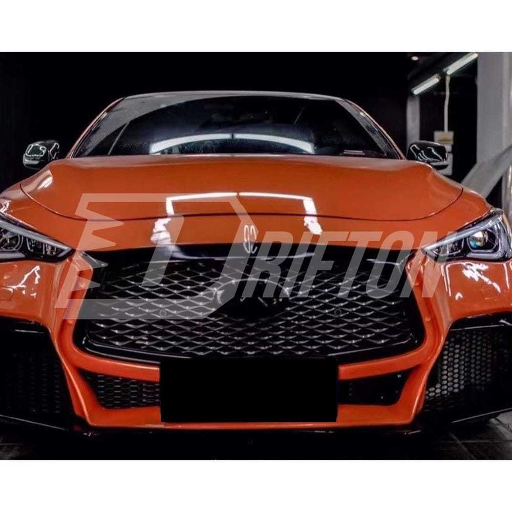 Project Black S Concept Style Partial Carbon Fiber Front Bumper For Infiniti Q50 2013-2024