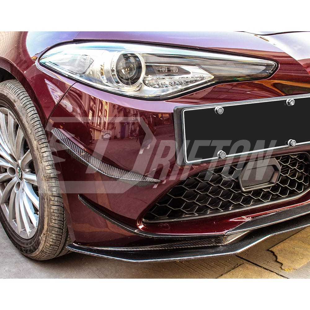 B Style Carbon Fiber Front Bumper Canards For Alfa Romeo Giulia Base Ti 2016-2023
