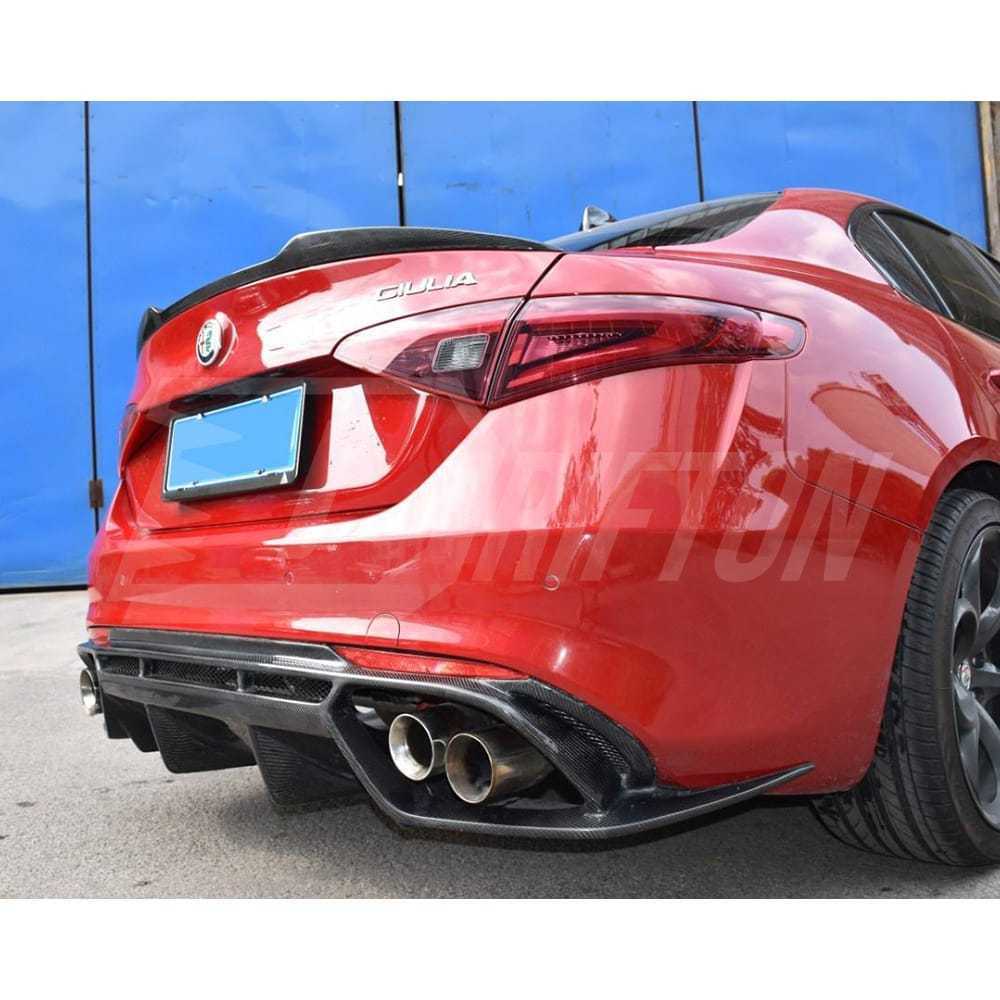 Quadrifoglio Style Carbon Fiber Rear Diffuser For Alfa Romeo Giulia Sport Milano 2016-2023