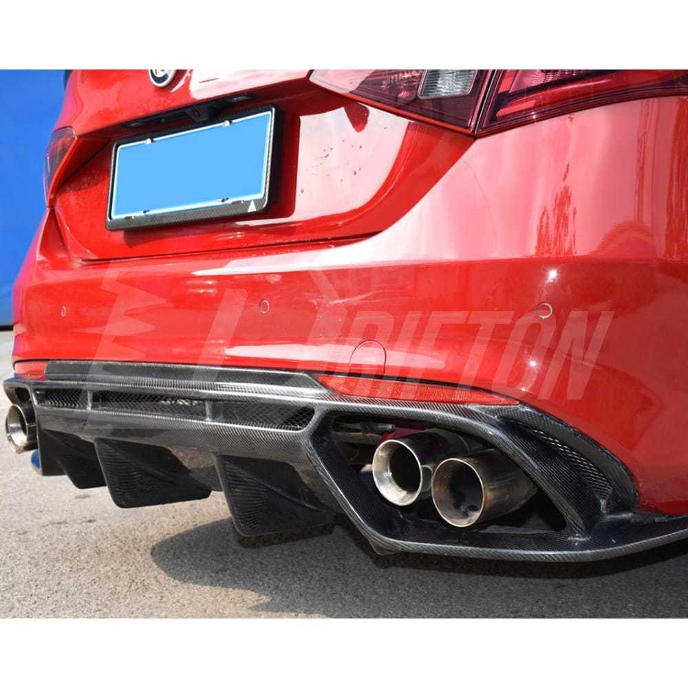 Quadrifoglio Style Carbon Fiber Rear Diffuser For Alfa Romeo Giulia Sport Milano 2016-2023