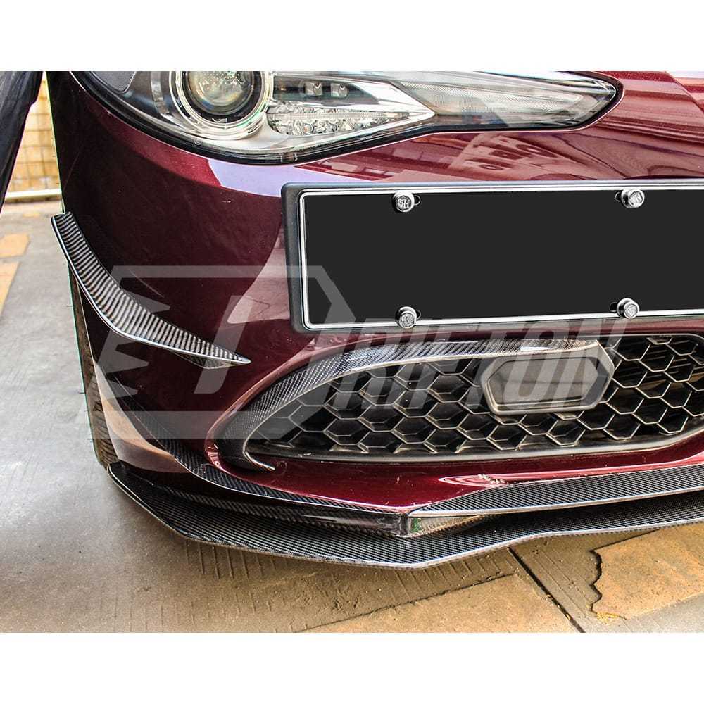 B Style Carbon Fiber Front Bumper Canards For Alfa Romeo Giulia Base Ti 2016-2023