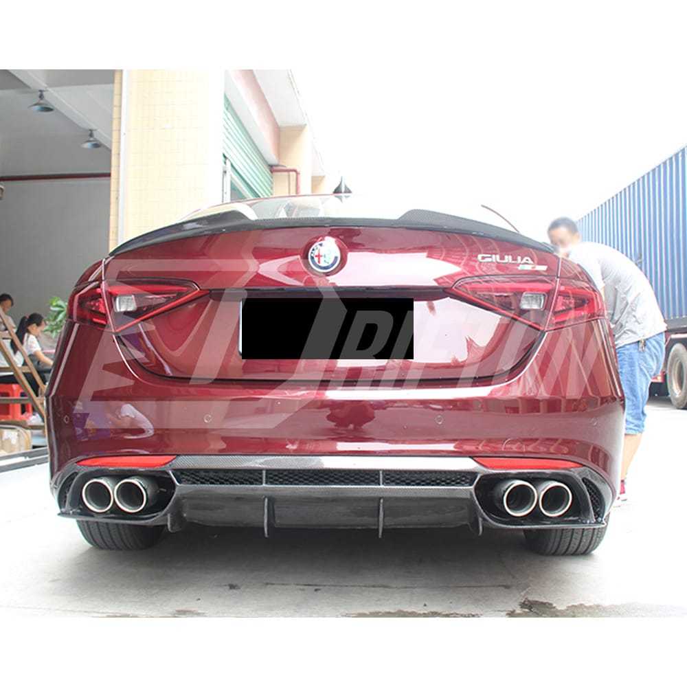 A Style Carbon Fiber Rear Diffuser For Alfa Romeo Giulia Base Ti 2016-2023