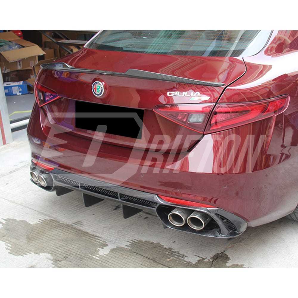 A Style Carbon Fiber Rear Diffuser For Alfa Romeo Giulia Base Ti 2016-2023