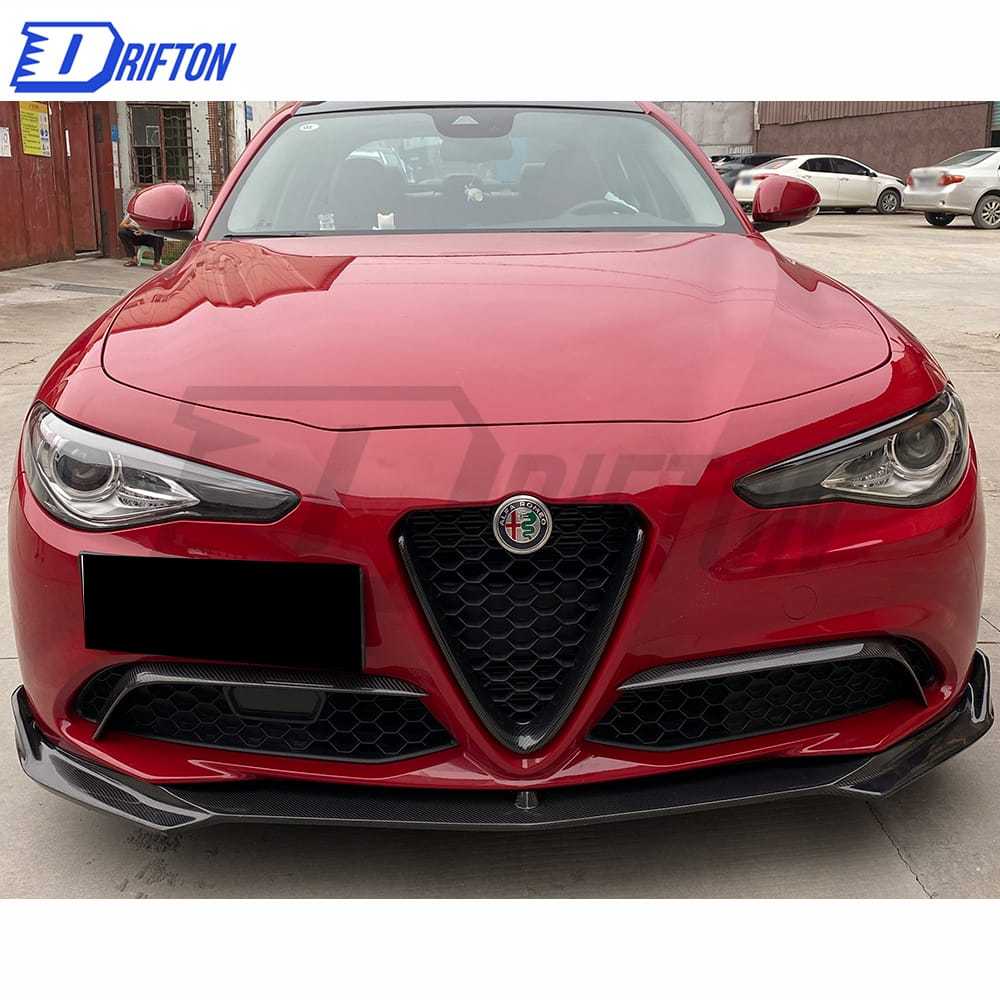 C Style Carbon Fiber Front Lip For Alfa Romeo Giulia Base Ti 2016-2023