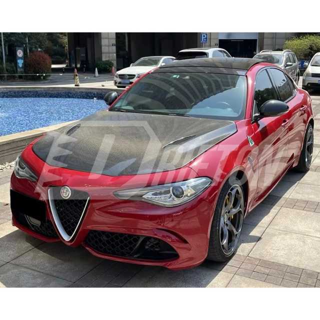 Quadrifoglio Style Carbon Fiber Hood For Alfa Romeo Giulia & Quadrifoglio 2016-2023
