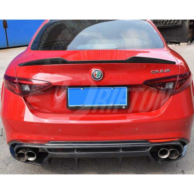 Quadrifoglio Style Carbon Fiber Rear Diffuser For Alfa Romeo Giulia Sport Milano 2016-2023
