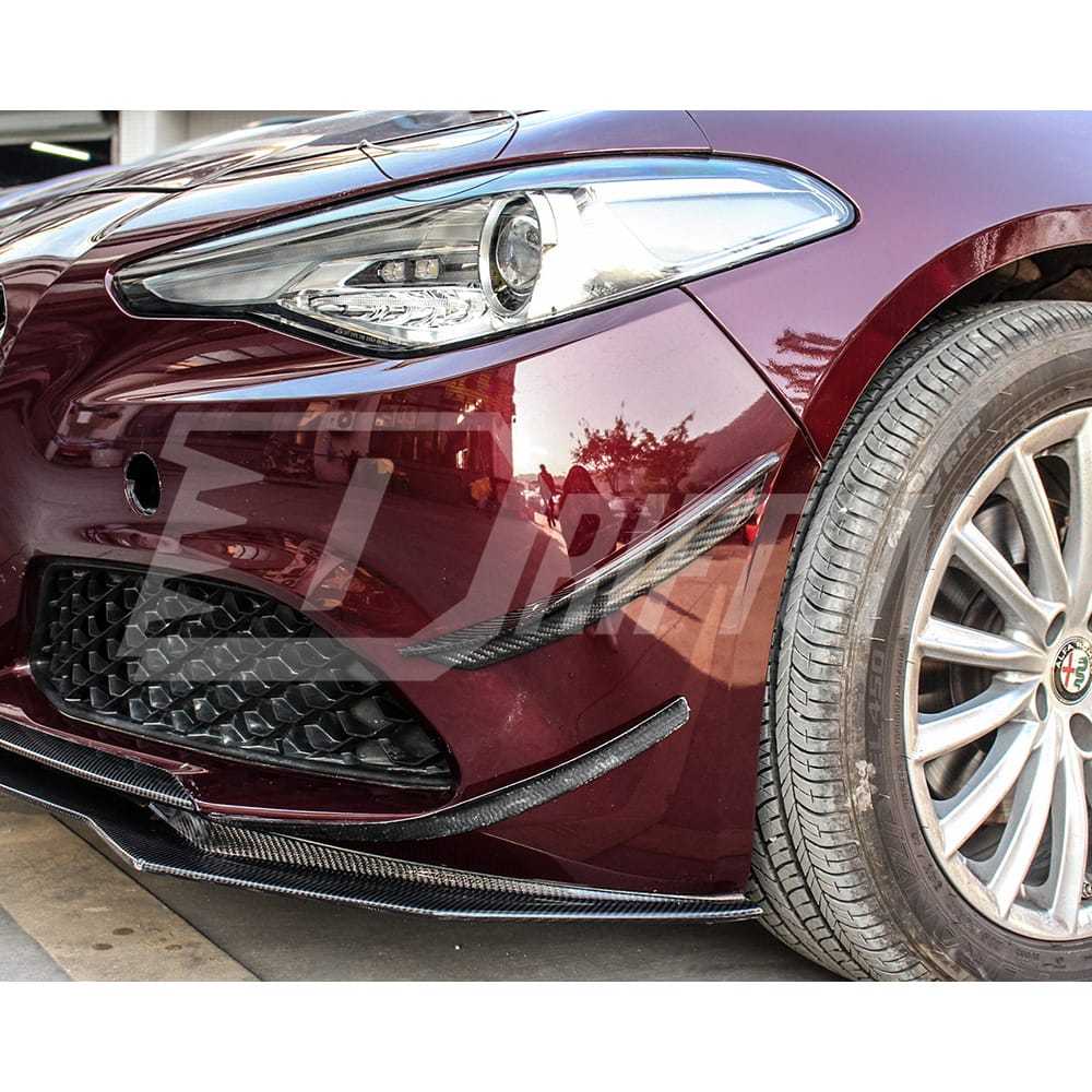 B Style Carbon Fiber Front Bumper Canards For Alfa Romeo Giulia Base Ti 2016-2023