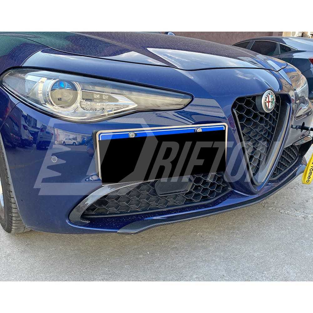 B Style Carbon Fiber Front Bumper Vent Trim For Alfa Romeo Giulia Base Ti 2016-2023