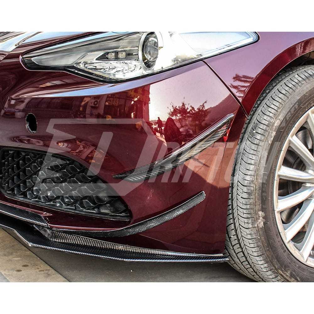 Carbon Fiber Front Bumper Canards For Alfa Romeo Giulia Base Ti 2016-2023