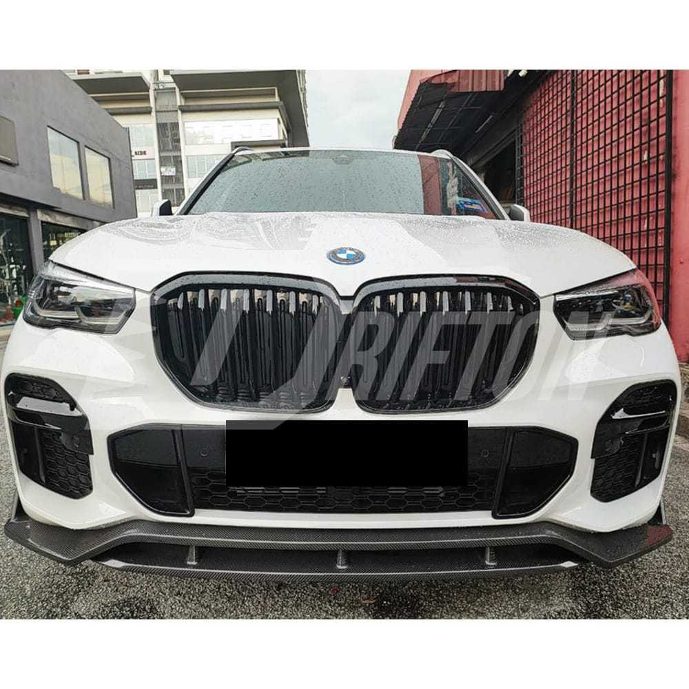 Black Knight Style Carbon Fiber Front Lip For BMW X5 G05 2019-2023