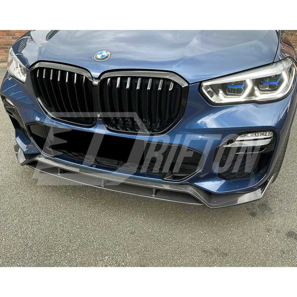 Black Knight Style Carbon Fiber Front Lip For BMW X5 G05 2019-2023