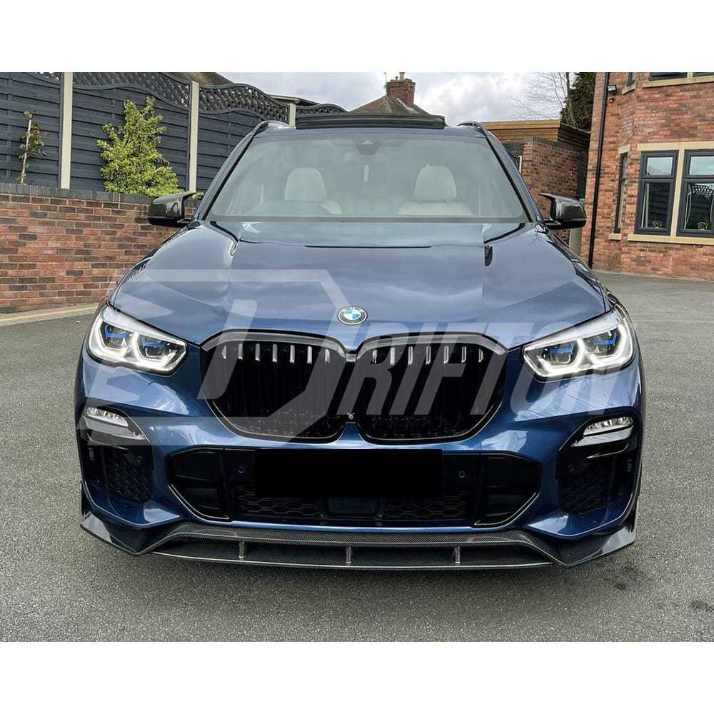 Black Knight Style Carbon Fiber Front Lip For BMW X5 G05 2019-2023