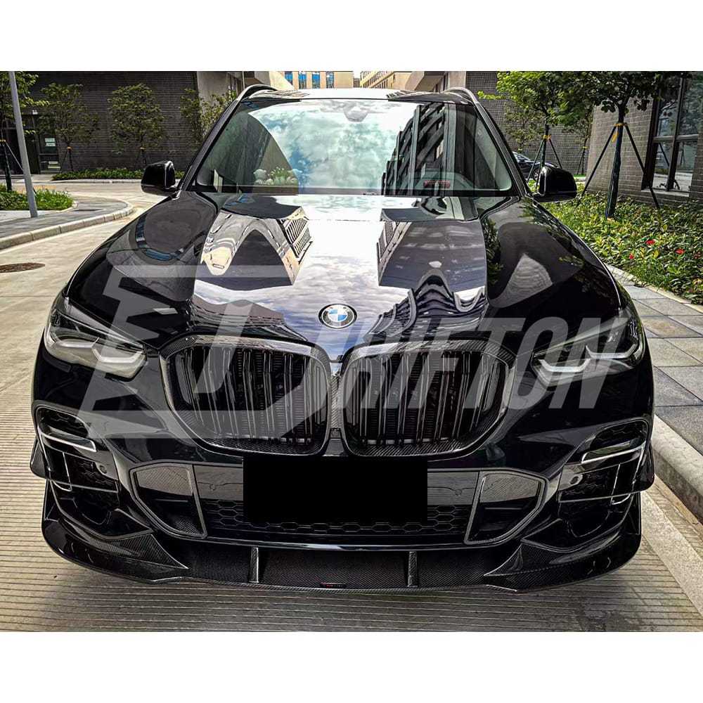 TAKD Style Dry Carbon Fiber Front Bumper Air Intake Vent Cover Trim For BMW X5 G05 2019-2023