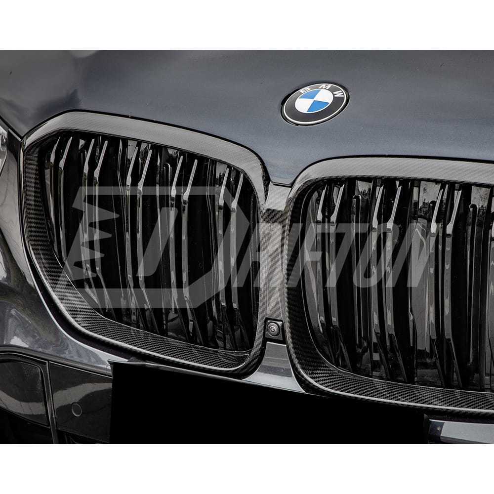 Double Slat Style Dry Carbon Fiber Front Grille For BMW X5 G05 2019-2023