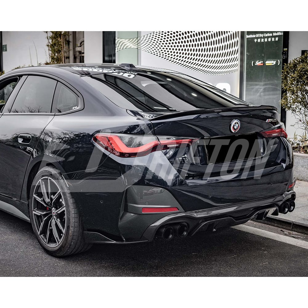 VS Style Dry Carbon Fiber Rear Trunk Spoiler Wing For BMW i4 2021-2024