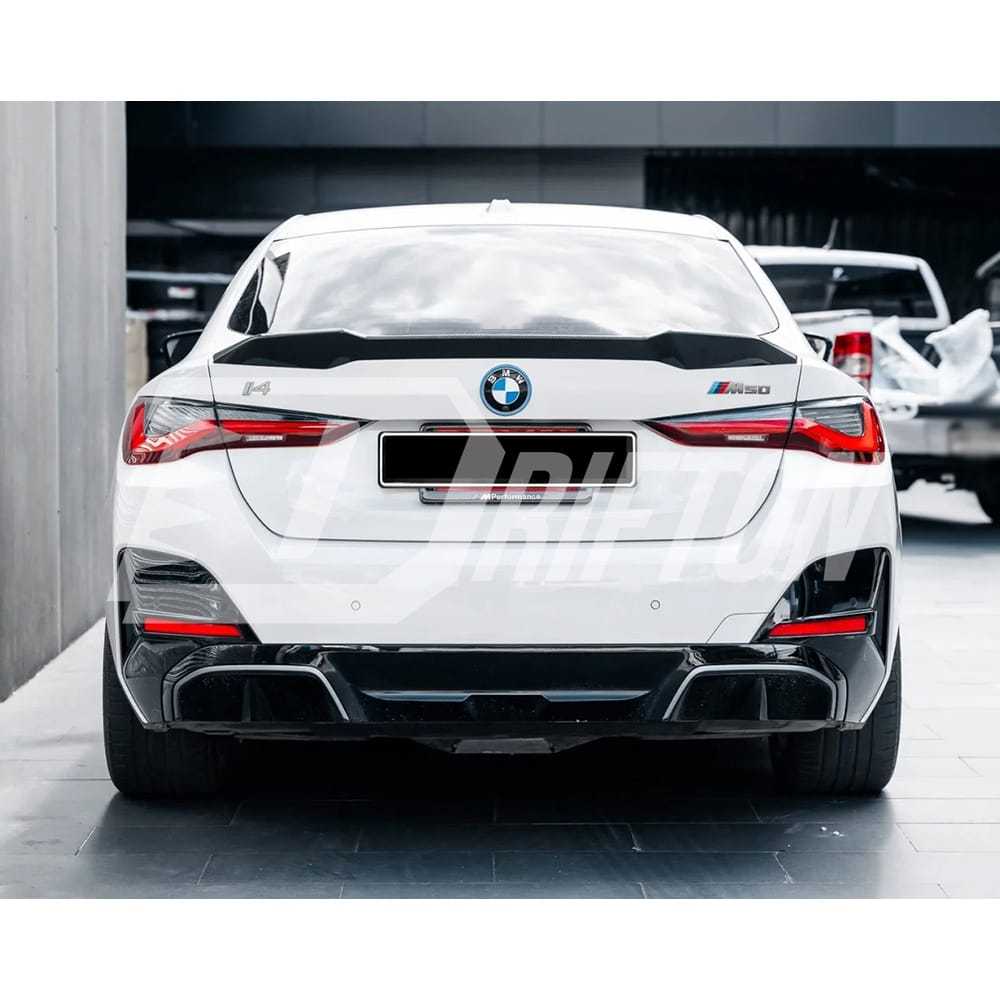 MP Style Dry Carbon Fiber Rear Trunk Spoiler Wing For BMW i4 2021-2024