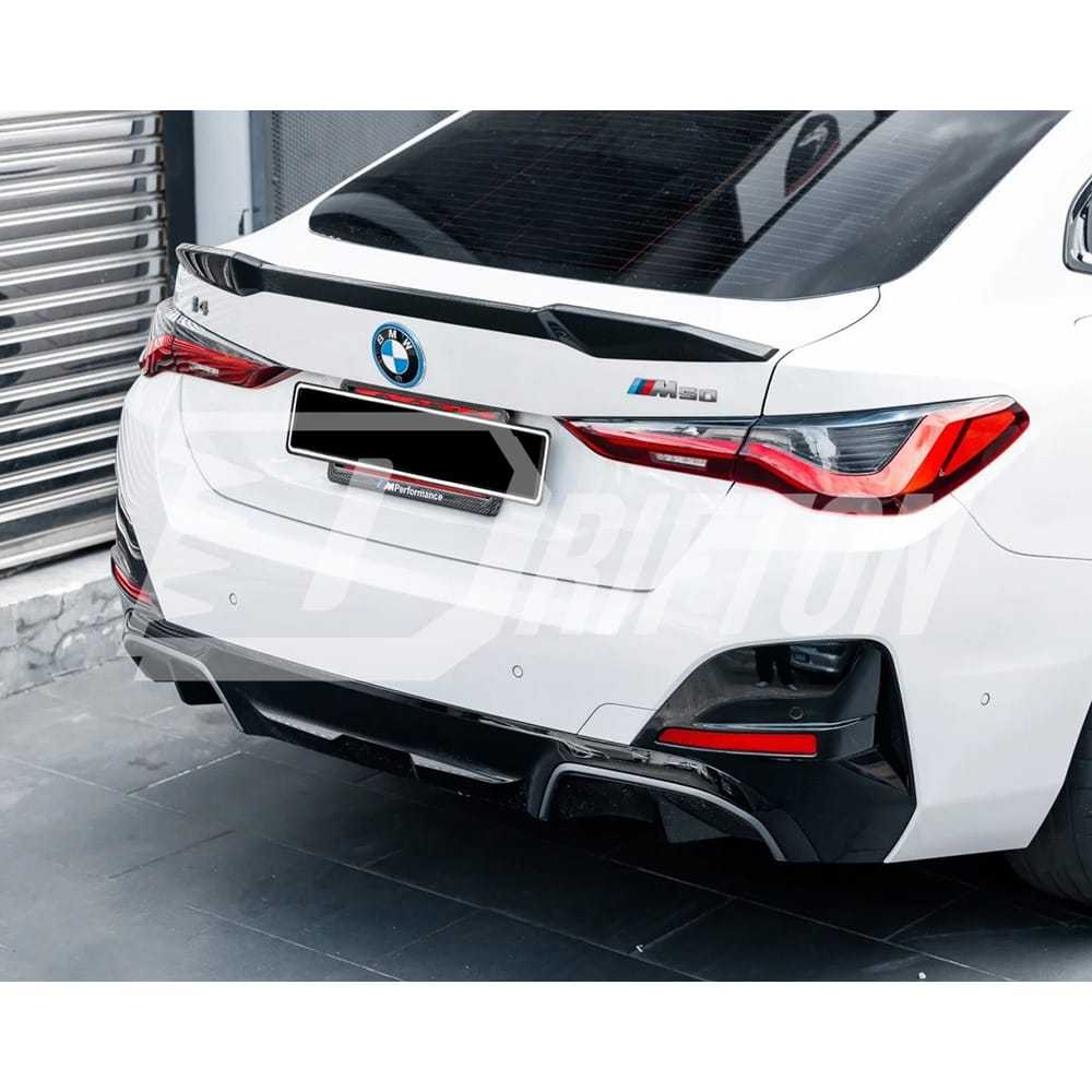 MP Style Dry Carbon Fiber Rear Trunk Spoiler Wing For BMW i4 2021-2024