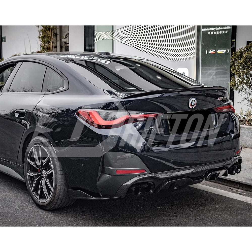 VS Style Dry Carbon Fiber Rear Trunk Spoiler Wing For BMW i4 2021-2024