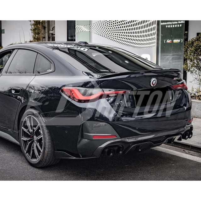 VS Style Dry Carbon Fiber Rear Trunk Spoiler Wing For BMW i4 2021-2024