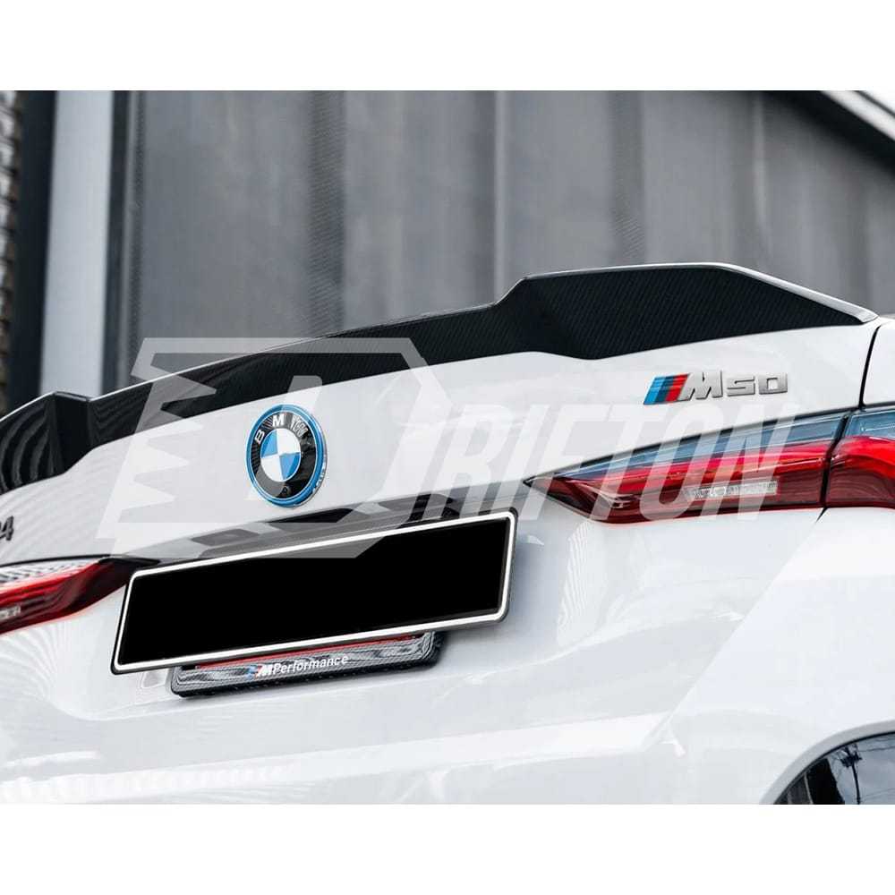 MP Style Dry Carbon Fiber Rear Trunk Spoiler Wing For BMW i4 2021-2024