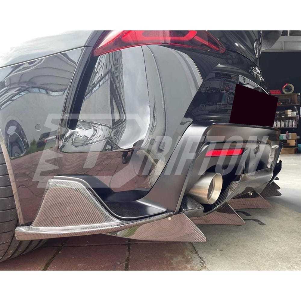 Varis Style Carbon Fiber Bumper Rear Diffuser With Fins For Toyota Supra MK5 A90 A91 GR 2019-2024