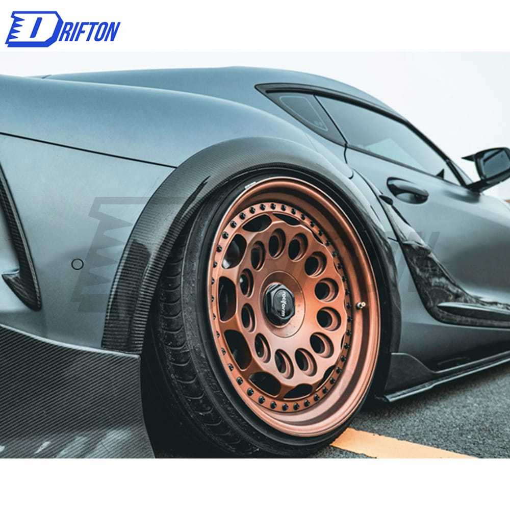 Artisan Style Carbon Fiber Wide Fender Flare Wheel Trim 8 Pcs For Toyota Supra MK5 A90 A91 GR 2019-2024