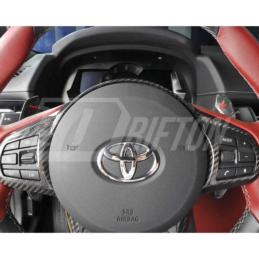 Dry Carbon Fiber Interiors Steering Wheel Switch Panel Trim Kits For Toyota Supra MK5 A90 A91 GR 2019-2024