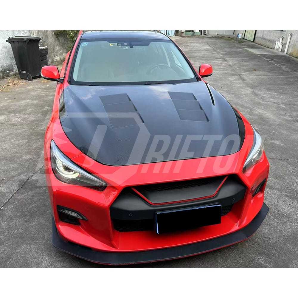 Vents Style Carbon Fiber Engine Hood For INFINITI Q50 2013-2024