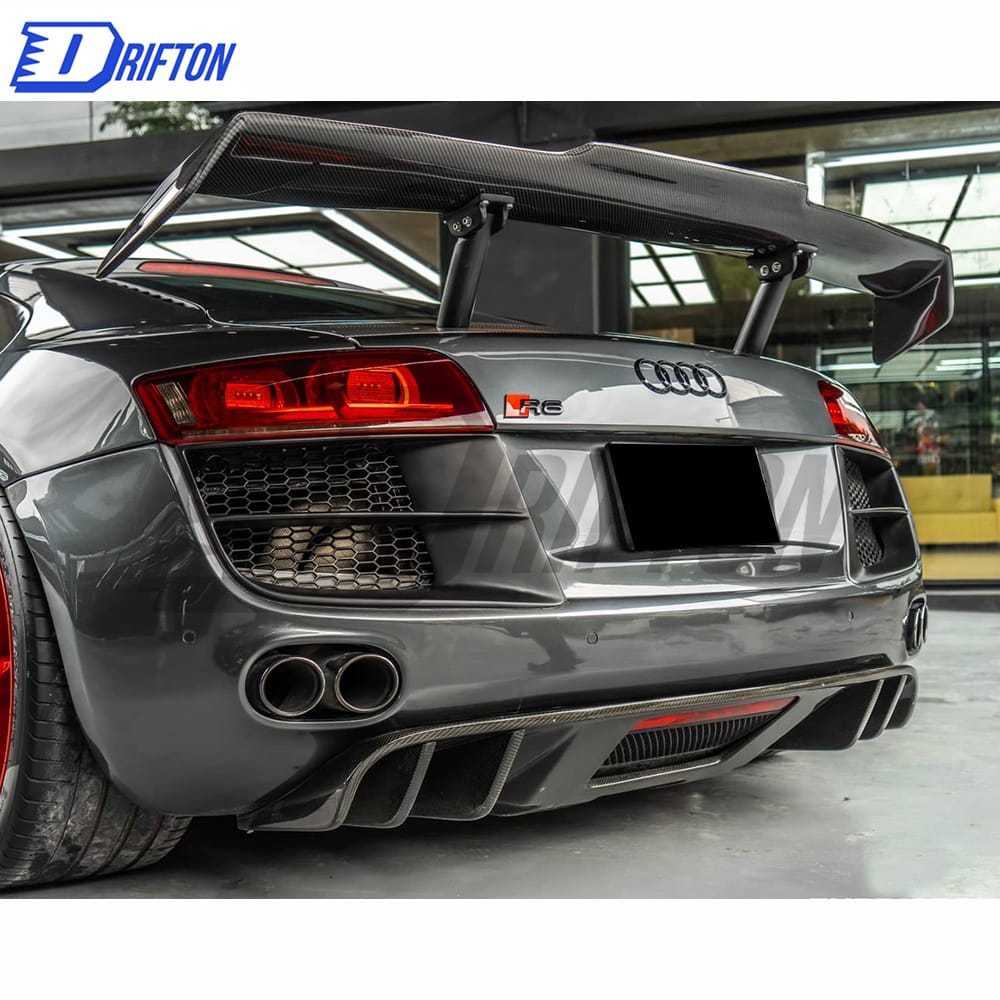 PPI Style Carbon Fiber Rear Spoiler GT Wing Set For Audi R8 2007-2015