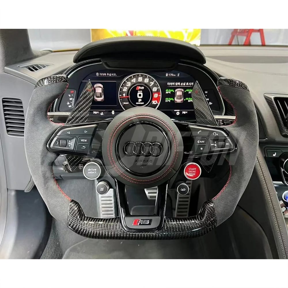 Customize Carbon Fiber Alcantara Steering Wheel For Audi R8 2016-2024