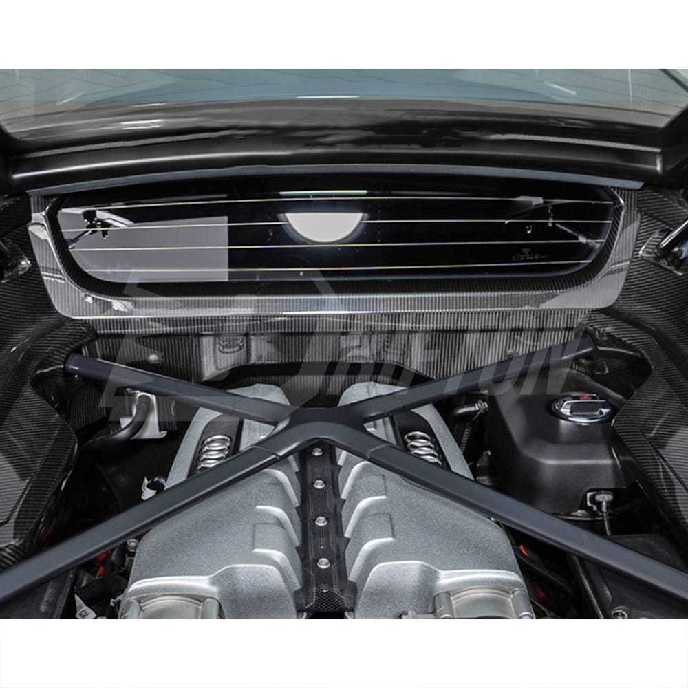 Dry Carbon Fiber Replacement Engine Bay Firewall Panel Cover For Audi R8 2016-2024