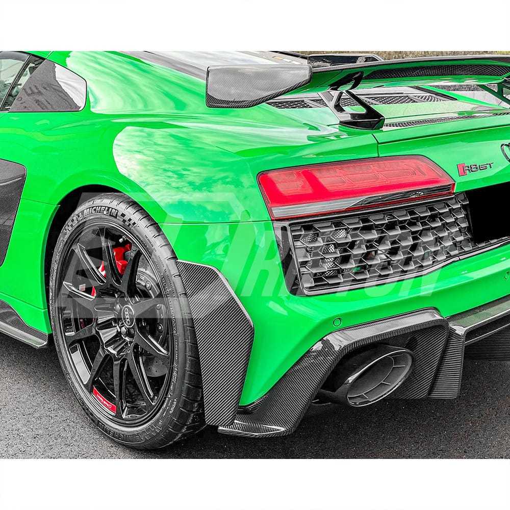 GT RWD Style Dry Carbon Fiber Rear Bumper Canards Splitter For Audi R8 2020-2024