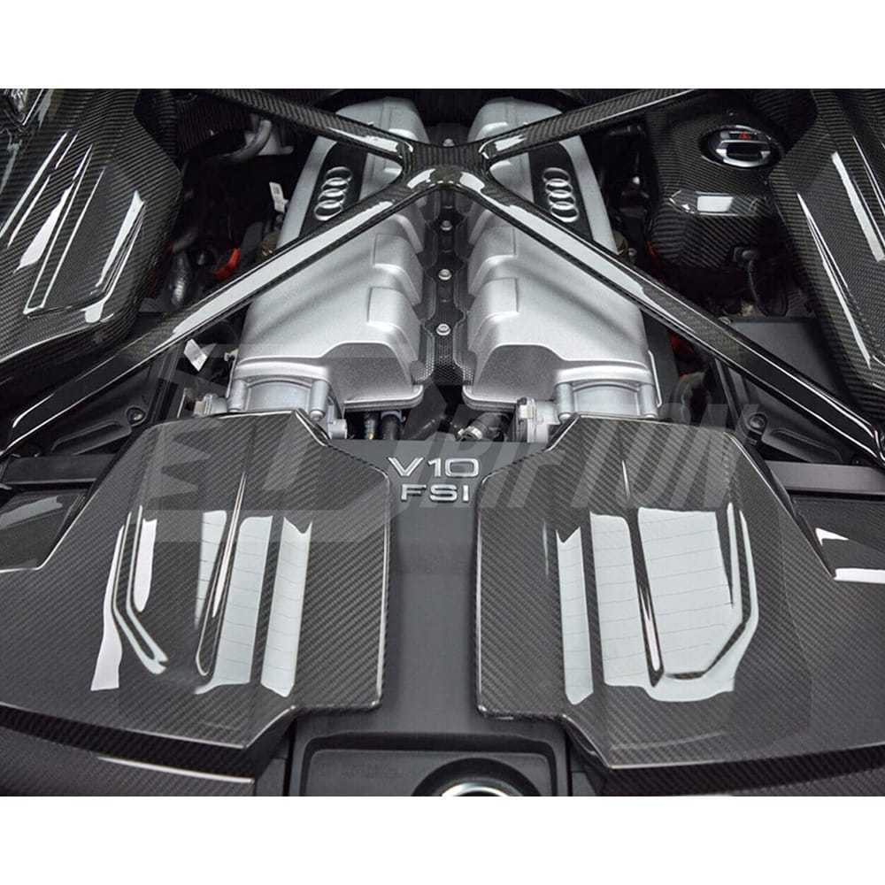 Dry Carbon Fiber Replacement Engine Cover Pair For Audi R8 2020-2024